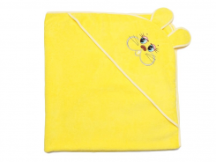 Полотенце махровое с вышивкой, уголок, длинные ушки (ярко-желтый цвет 116)